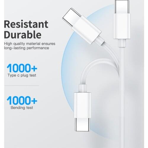 KUULAA 60W Type C To USB Type C Cable USBC PD Fast Charger Cord USB-C 3A Type-c Cable For Xiaomi POCO X3 M3 Samsung Macbook iPad