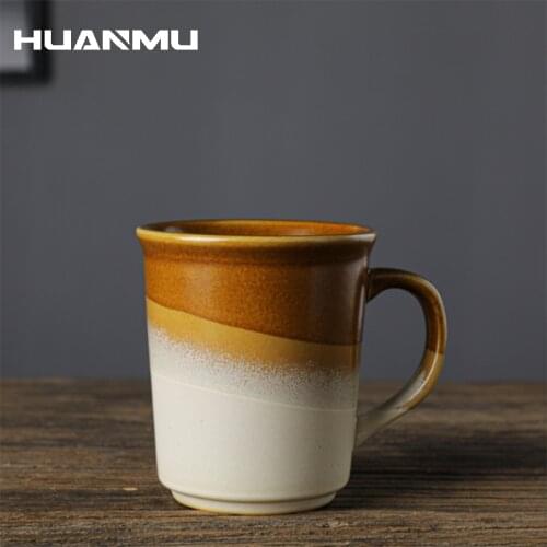 Creative Retro Coffee Mug Stoneware Japanese Handle Cup Milk Cups Japanese Ceramic Mugs Milk Water Cup Tumbler 400ml Gift Friend