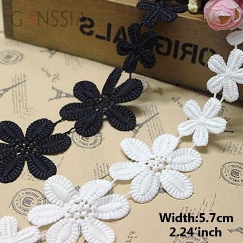 1yard Width: 5.7cm Fashion Flower Water Soluble Embroidery Lace Embellishments for Clothing Scrapbooking Accessories (ss-364)