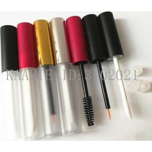 4ML 20pcs/lot 50pcs/lot Frosted Lip Gloss Tube with Red/Gold/Silver Cap,Empty Cosmetic Eyeliner Tube, DIY Plastic Mascara Bottle
