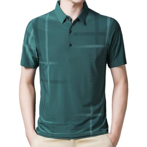 Fashion Men Tops Striped Skin-friendly Summer Turndown Collar T-Shirt for Party Mens Clothing рубашка мужская 2021