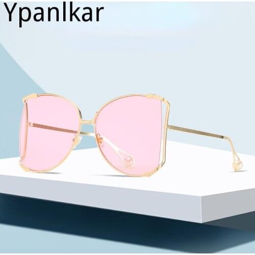 Fashion Over Sized Frame Metal Sunglasses Women Anti-Reflective Gray Mirror Irregular Glasses Vintage Men Sun Glasses Uv400
