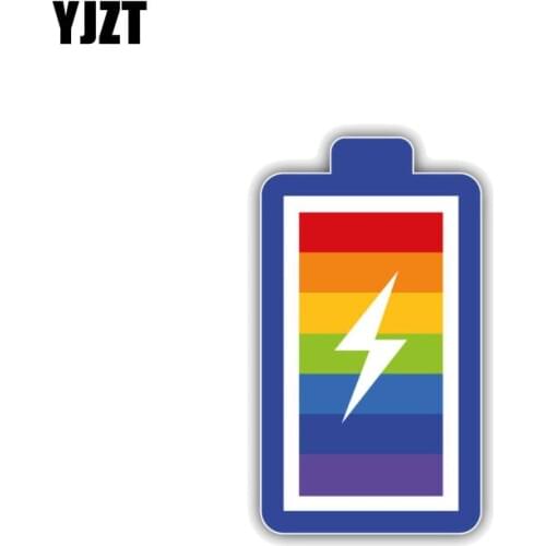 YJZT 7.6CM*13.6CM Personality LGTB Gay Pride Rainbow Battery PVC Decal Car Sticker 12-0262