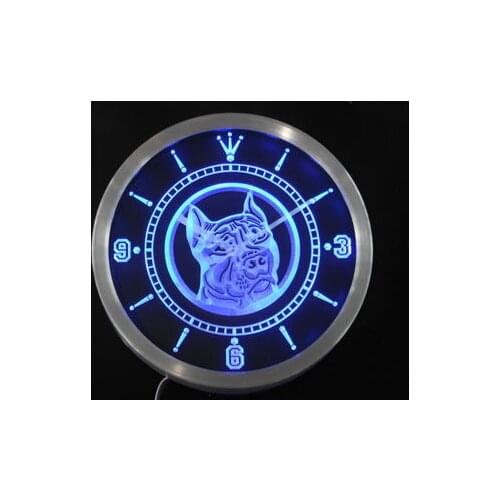 Nc0356 Pit Bull Dog Shop Pet Animals Neon Light Signs LED Wall Clock