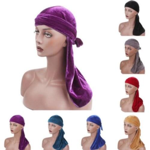 2019 New Men Women Velvet Breathable Bandana Hat Cap Headwear Indian Turban Cap
