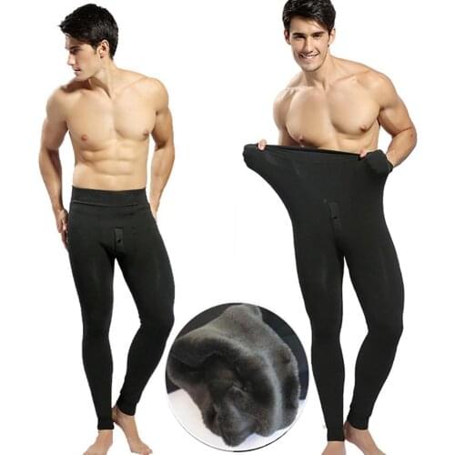 Skinny extra-thick slacks mens Thermals Long Johns Fleece Lined Thick Leggings Warm Layer Winter Leggings