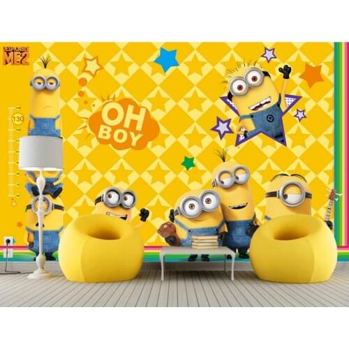 Custom childrens wallpaper,Small yellow people,3D cartoon murals for childrens room background wall waterproof wallpaper