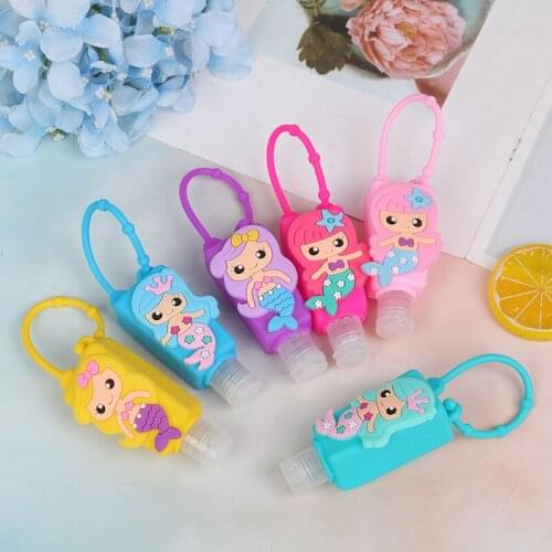 Portable Cartoon Mermaid Silicone Bath Baby Shower Hand Sanitizer Bottle Antibacterial Holder Party Decorations Household