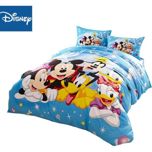 Mickey mouse comforter bedding set for kids single size quilt covers king bedspread bed linen 3/4/5pcs home textile blue cartoon