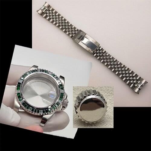 Watch Strap Case kit 316L 41MM Stainless Steel Watch Case Strap Replacement for NH35 Movement Modification Part