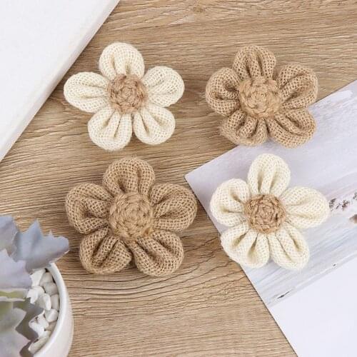 5pcs Hessian Roses Burlap Flower Wedding Decor DIY Gift Packing Accessories rustic wedding Party decor 5BB5785