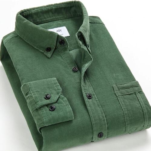 100% Cotton Corduroy Shirt Long Sleeve Men Casual Clothing Button Down High Quality Autumn Winter Shirts Warm