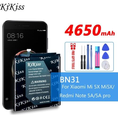 For XIAO MI BN31 Replacement Battery For Xiaomi Mi 5X Mi5X A1 MiA1 Redmi Note 5A Redmi Y1 Lite S2 Phone Batteries BN 31 4650mAh