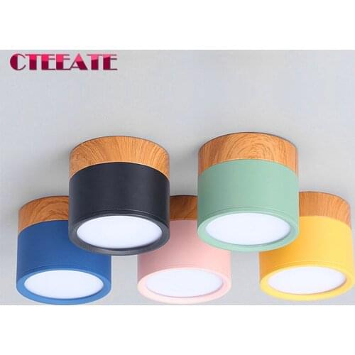 LED Downlight 5W 7W 9W 12W 15W 18W Dimmable Nordic Wood Modern Surface Mounted Ceiling light spotlight interior decoration light