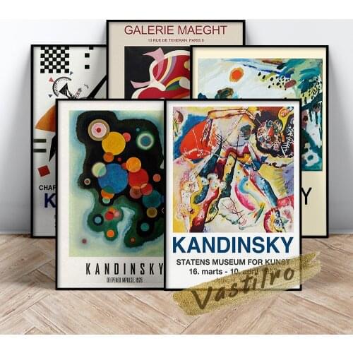 Wassily Kandinsky Vintage Print Art Poster Exhibition Museum Canvas Painting Modern Living Room Home Room Decor Wall Stickers