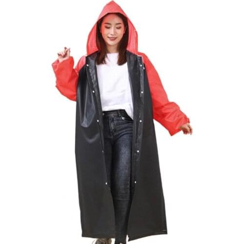 Practical Hooded Raincoat Splicing Pattern Waterproof Long Rope Design Fashion Multiple Colors Adult Raincoat Unisex for Trip