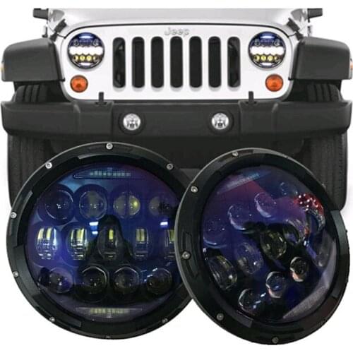 Brightest 7" Rould 130W Motorcycle LED DRL Headlight Hi/Lo Headlamp LED Car Light with Indicator Lighting for Jeep Wrangler JK