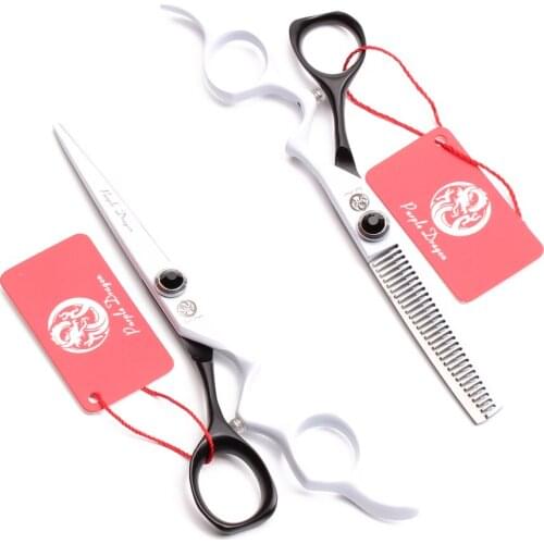 Z9016 6" 17.5cm Purple Dragon White&Black Hairdressing Scissors 440C Cutting Scissors Thinning Shears Professional Hair Scissors