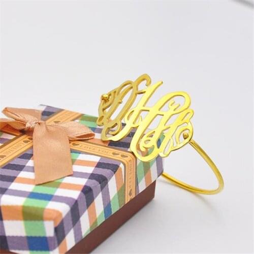 Gold Monogrammed Thin Bangle Engraved Nameplate Retro Bangle Personalized Jewelry