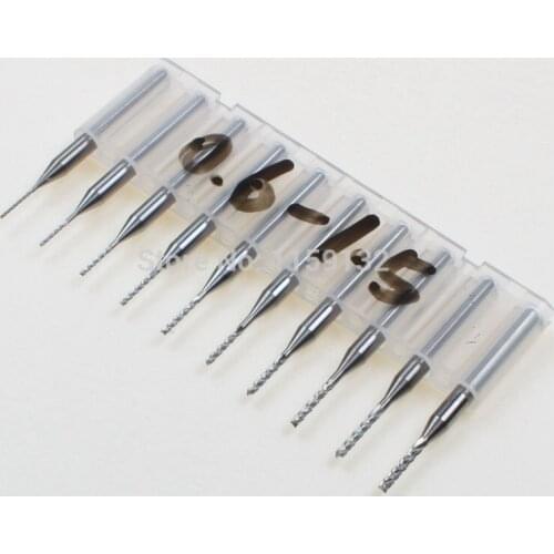 10pcs 3.175mm Carbide End Mill Engraving Bits 0.6-1.5mm Cutting Edge PCB CNC
