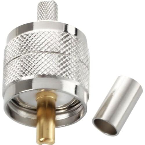 10 Pcs Connector UHF Male Pl259 Plug Crimp RG58 RG142 LMR195 Cable Straight