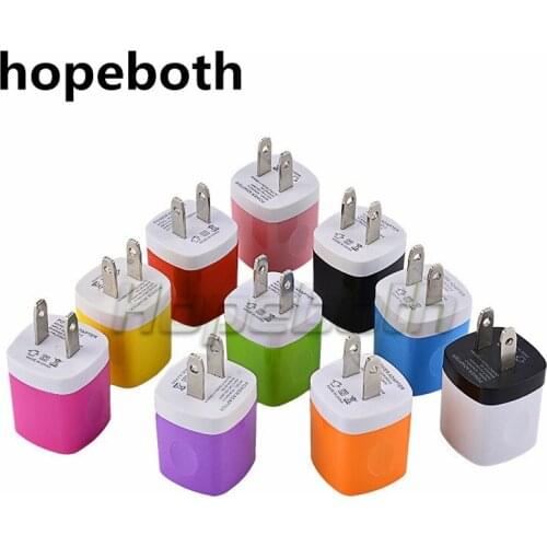 Hopeboth 100pcs 5V 1A US Plug Fashion Power Travel wall charger Adapter For Iphone 5 6 7 for Samsung S3 S4 S5 Note 2 3