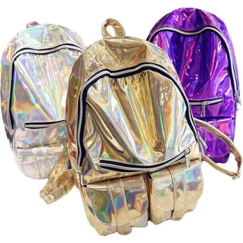 2018 Mochila Masculina backpack Women Silver Hologram Laser Backpack Mens Bag leather Holographic Backpack Multicolor Schoolbag