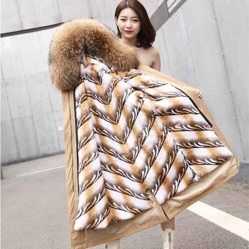 2019 high quality Winter Parker Women Can be removed Rex rabbit hair liner Coats Fox fur collar Long Outerwear Warm Jackets G491