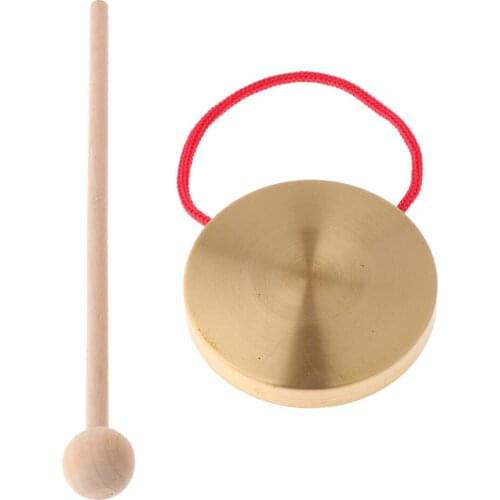21cm Hand Gong Copper Cymbals with Wooden Stick Percussion Kids Music Toys