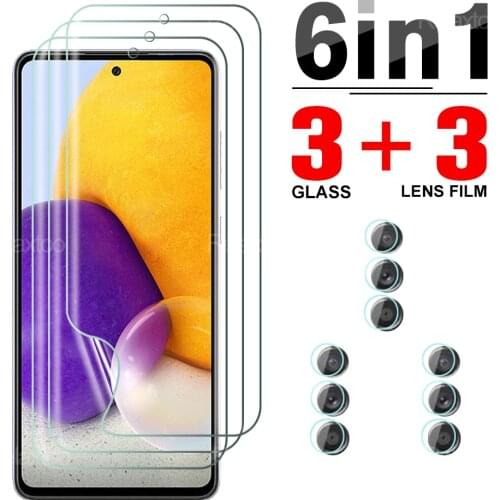 6 In 1 Full Cover Soft Hydrogel Film For Samsung Galaxy A72 4G Or 5G Screen Protector Camera Lens Not Glas For Sansung A 72 6.7"