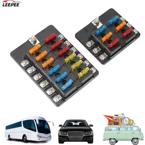 6 Ways 12 Ways Blade Fuse Block Fuse Box Holder 32V 100A M5 Stud With LED Indicator Light For Auto Car Boat Marine