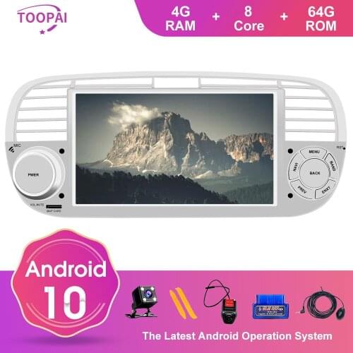 Toopai Android 10 Auto Radio For Fiat 500 2009-2015 Car Multimedia Player GPS Navigation Head Unit Stereo GPS Navi