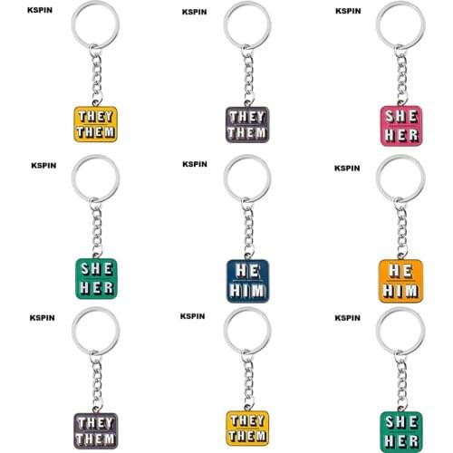 THEY THEM SHE HER HE HIM Key Ring Lapel Pin Brooches Pins Flag badge Brooch Badges