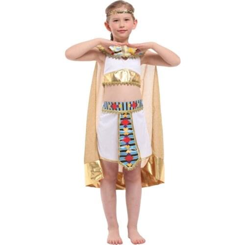Kids Child Sexy Goddess Queen Cleopatra Costume for Girls Fantasia Halloween Purim Carnival Mardi Gras Party Cosplay Dress