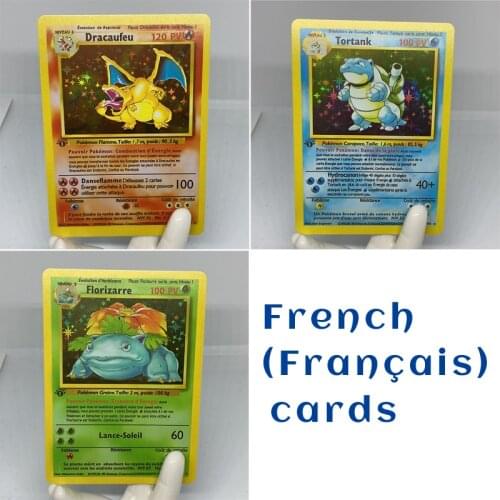 French First Edition 1996 Years DIY Pokemon Flash Cards Charizard Blastoise Venusaur Pokemon CardsGame Collection Cards