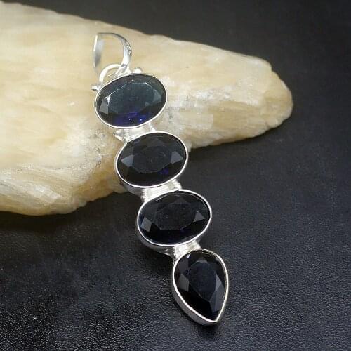 Gemstonefactory Jewelry Big Promotion 925 Silver Trendy Hot Sale Blue Topaz Women Ladies Gifts Necklace Pendant 1236