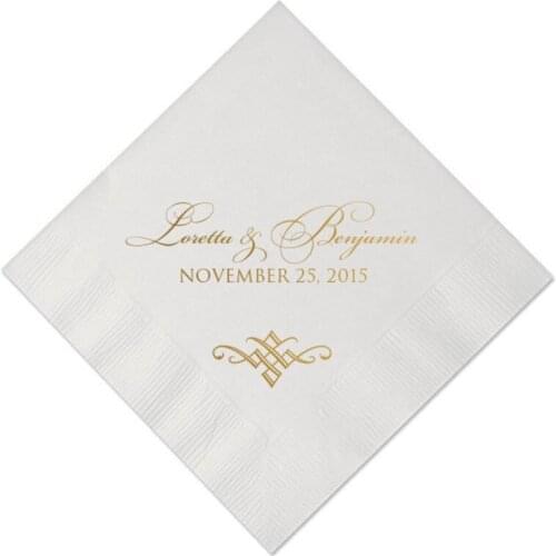 Personalized Elegant Monogram Napkins Wedding Gift 3 ply Printed Napkins Monogram Beverage Dinner and Guest Towels Available