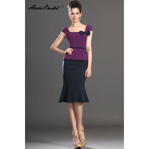 Short Formal Womens Dress Contrast Color Mermaid Cap Sleeve Mother of the Bride Dress