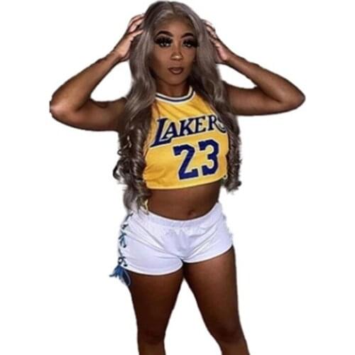 2021 Hot Selling Shorts Set Women Two-piece Set Lace Up Basketball Clothes Vest Sports Suit Workout Set for Women