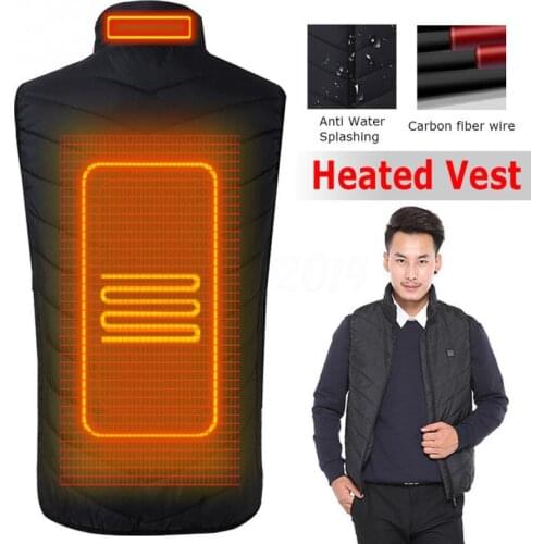 Upgraded Men Outdoor USB Infrared Heating Vest Jacket Winter Carbon Fiber Electric Thermal Clothing Waistcoat man vest winter