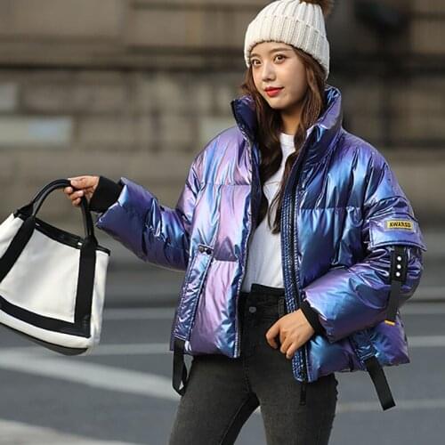 Fashion Short Down Jacket Womens Glossy 90% White Duck Down Outerwear Winter Warm Jackets Abrigo Mujer Windproof Parka Overcoat