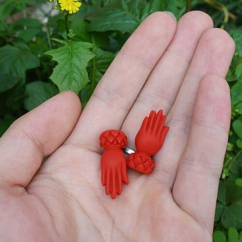 2pcs 12X27mm Natural Cinnabar Pendant Carved Lotus Buddha Hand Pendant Beads Prayer Mala Loose Mala Beads Jewelry Findings DIY