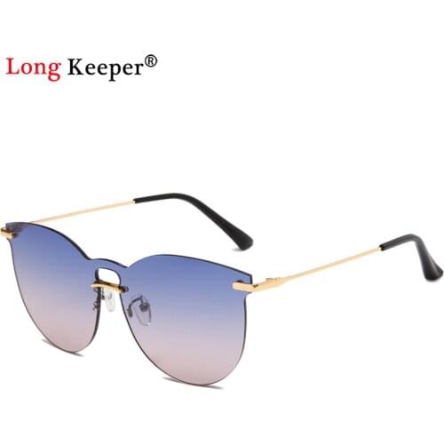 New Rimless Sun Glasses Women Oversized Cat Eye Eyewear 2021 Gradient Brown Pink for Female Sunglasses Gift Brand Designer Uv400