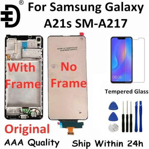 6.5'' Original LCD Frame For Samsung Galaxy A21s LCD Display Touch Screen Digitizer LCD For Samsung A21s A217 Screen Replacement