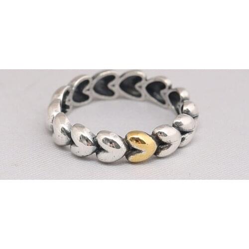 Genuine 925 Sterling Silver Puzzle Heart Stacked Ring Compatible With European Original Jewelry