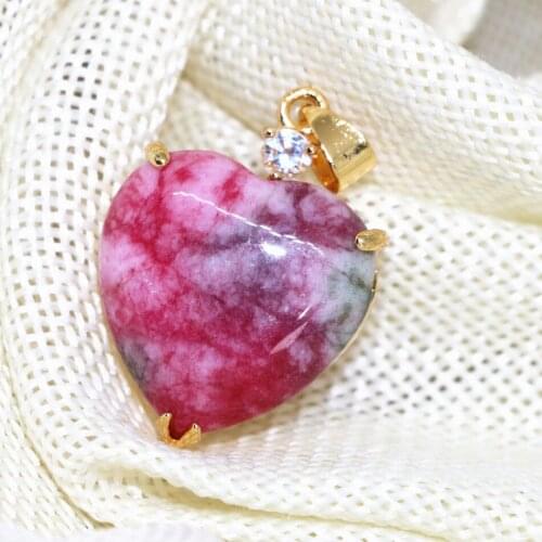 Factory outlet 22mm multicolor jades natural stone chalcedony heart shape drop pendant high grade women jewelry making B1853