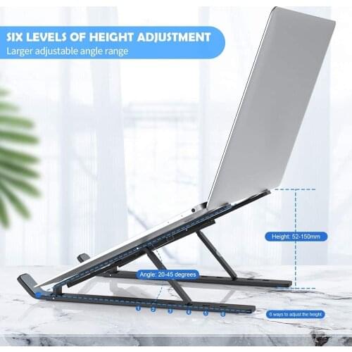 Adjustable Non-slip Laptop Stand Support Holder Base Riser 6 Gears Height Notebook Cooling Stand Portable for 11-17 inch Tablet