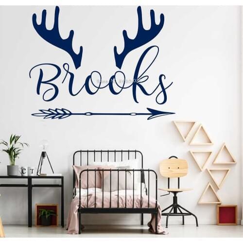 Antler Deer and Name Wall Decal Custom Boy Name Wall Sticker For kids Bedroom Decor Arrow with Names DIY Wallpapers New LC1684