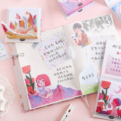 Pink Layered Memo Pad Sticky Notes Cute To Do List Sticky Notes Scrapbooking DIY Diary Planner Kawaii Stickers Self-Stick Notes