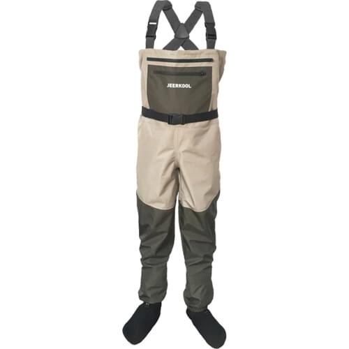 Fly Fishing Waders Pants Chest Overalls Waterproof Clothes with Soft Foot Waders Breathable Boot Hunting Work Clothes DX1